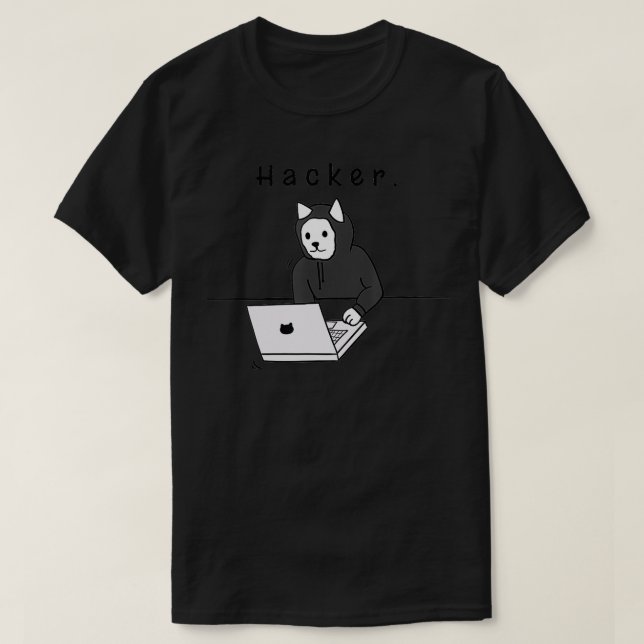 Hacker Cat Security Ingenjör Gift T Shirt (Design framsida)