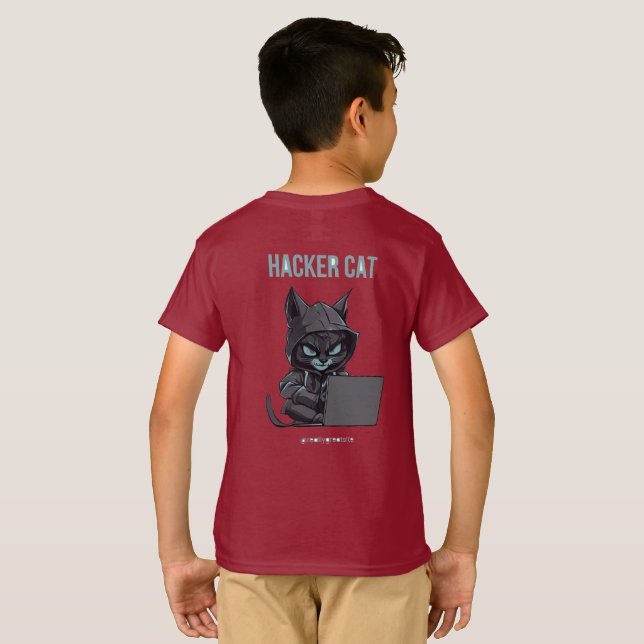 Hacker Cat T-Shirt (Hel baksida)