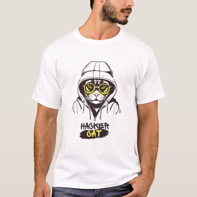 Hacker Cat T-shirt (Framsida)
