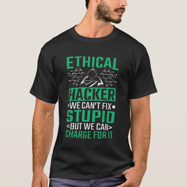Hacker Computer Code Ethical Hacker Cybersecurity T Shirt (Framsida)