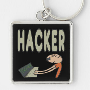 Hacker Fyrkantig Silverfärgad Nyckelring