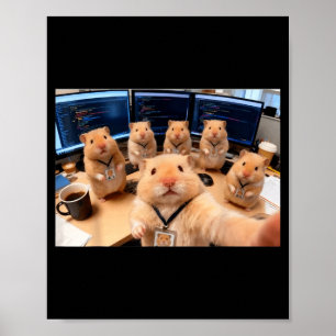 Hacker Hamster Team Selfie Meme Cringe Djur Kod Poster
