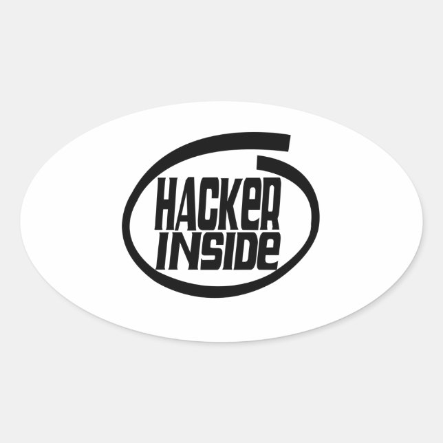 hacker Inside Ovalt Klistermärke (Framsida)