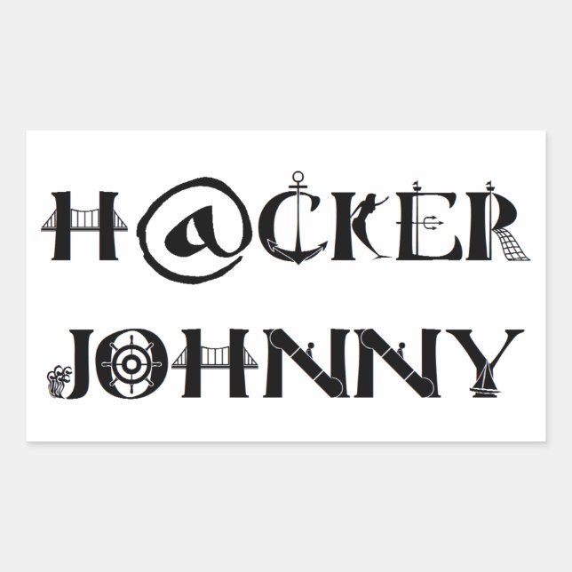 hacker johnny rektangulärt klistermärke (Framsida)