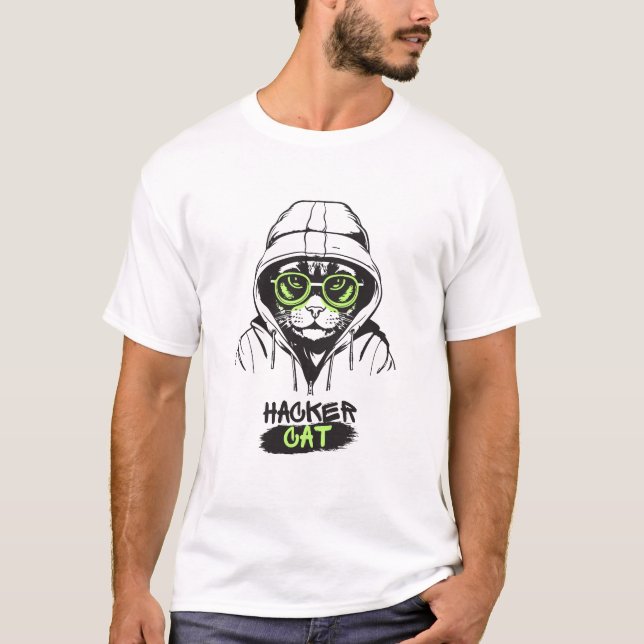 Hacker-katt T Shirt (Framsida)