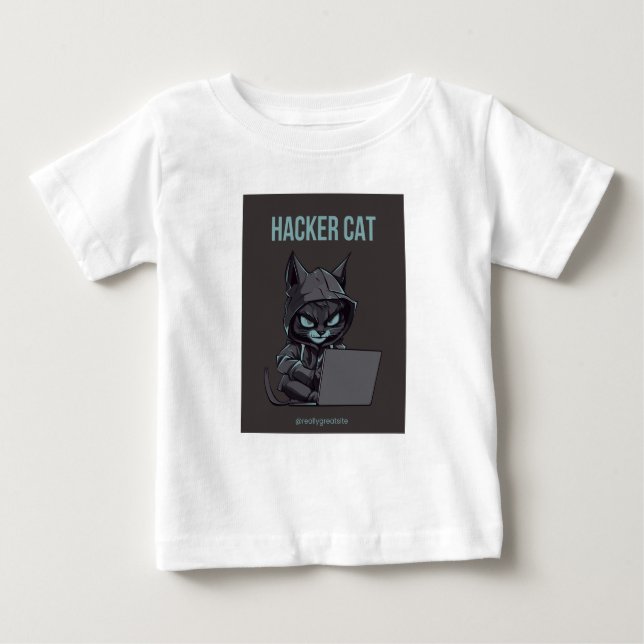 Hacker-kattutskrift T-shirt (Framsida)