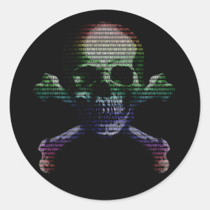 Hacker Skull och Crossbone Runt Klistermärke