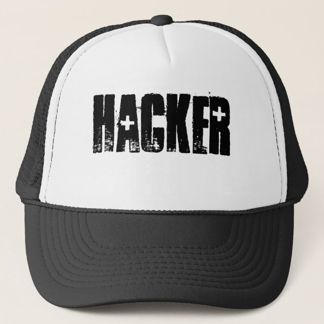 Hacker (svart tryck-/vitlock) truckerkeps (Framsida)