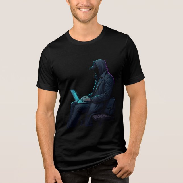 Hacker with laptop T-Shirt (Framsida)