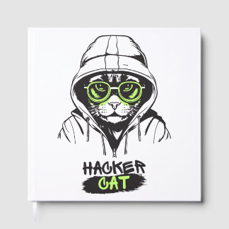 Hackerkatt Cyber Gamer Coder Rolig Tech Gästböcker