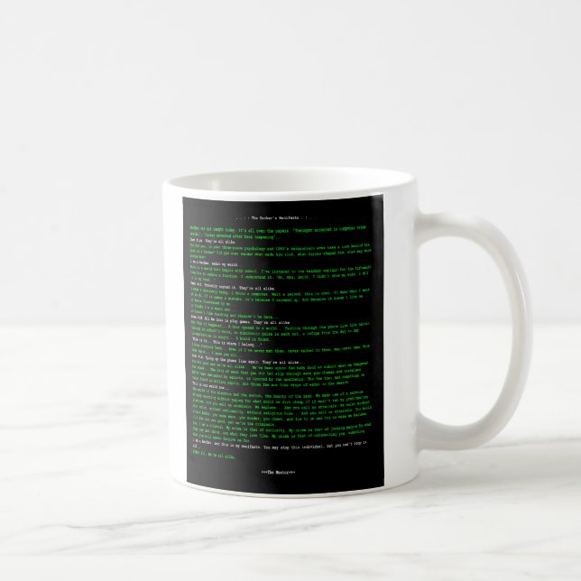 Hacker's manifesto kaffemugg (Höger)