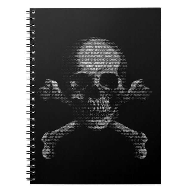 Hackerskalle och Crossbones Anteckningsbok Med Spiral (Framsidan)