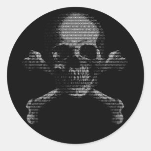 Hackerskalle och Crossbones Runt Klistermärke