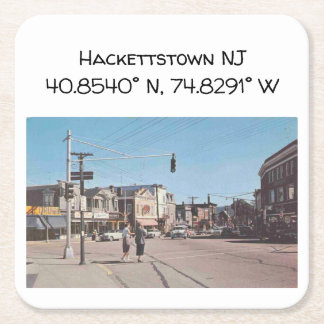 Hackettstown NJ Karta Coordinates Vintage Stil Underlägg Papper Kvadrat