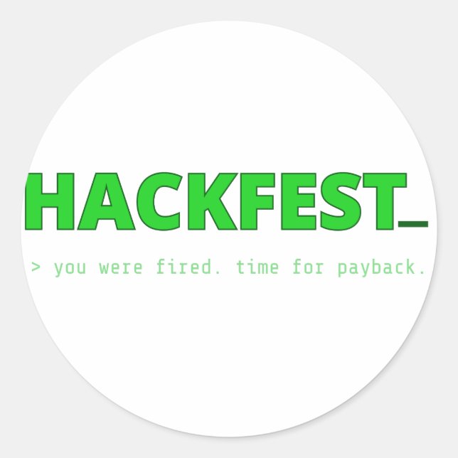 Hackfest Titelskärmsdekal Runt Klistermärke (Framsida)