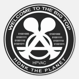 Hacking Sticker HPVAC Binary HONK! Runt Klistermärke