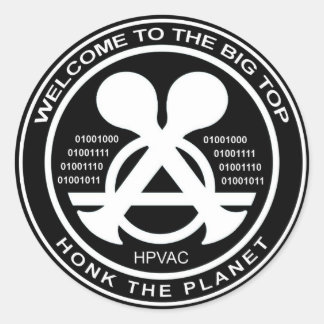 Hacking Sticker HPVAC Binary HONK! Runt Klistermärke