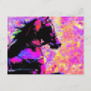 Hackney in Harness Glitch Art Vykort