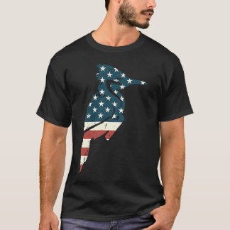 Hackspett Amerikansk Flagga Vintage Fågel Patrioti T Shirt