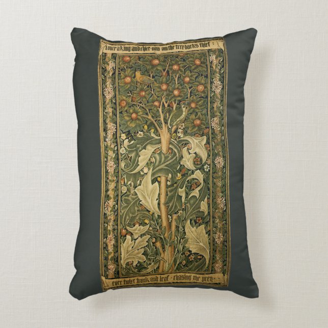Hackspett av William Morris, Vintage Textilkonst Prydnadskudde (Framsidan(Vertikal))