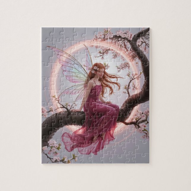 Hada mágica entre flores de cerezo – Ilustración d Pussel (Vertikal)