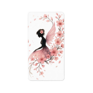 Hada Rosa con Flores de Sakura Adressetikett