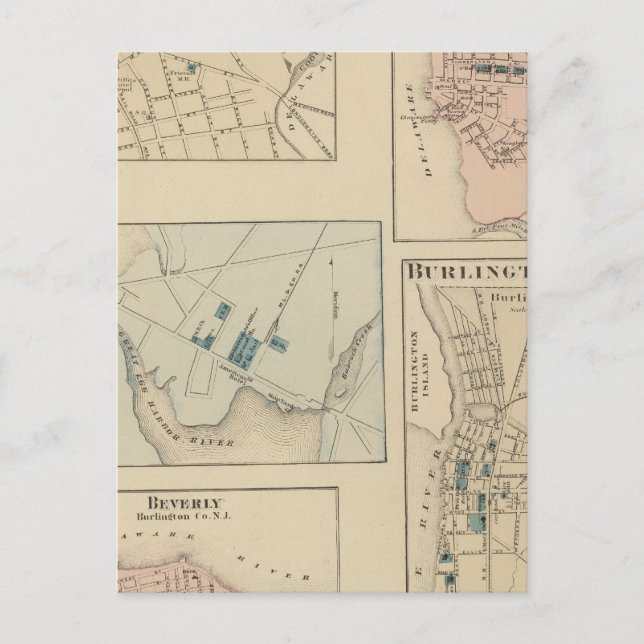 Haddonfield, Gloucester City, Burlington Vykort (Framsida)