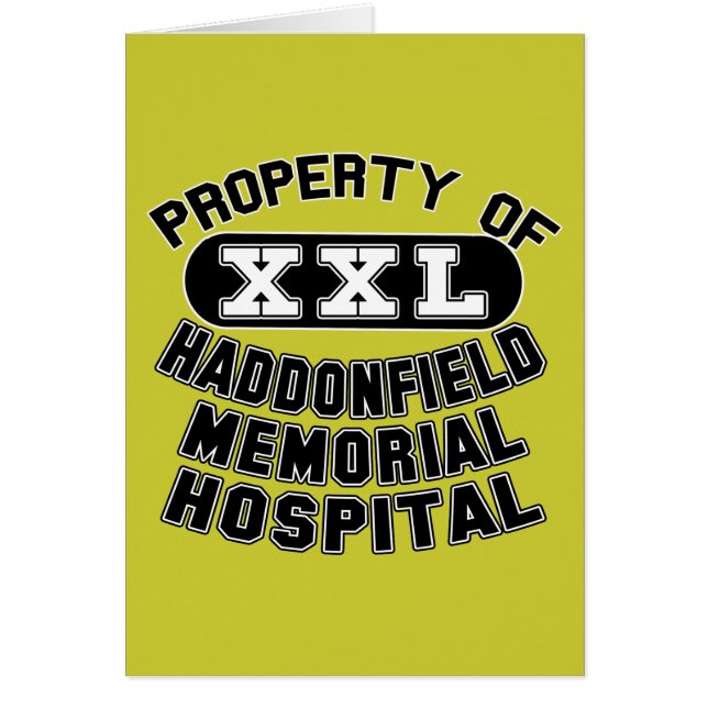 Haddonfield minnes- sjukhusprodukter hälsningskort (Framsidan)
