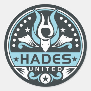 Hades förenade den marinblåa logotypen runt klistermärke