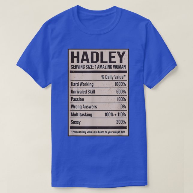 Hadley Nutrition Facts Namn Nickname Alias Title F T Shirt (Design framsida)