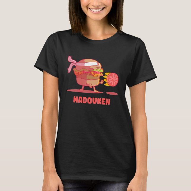 Hadouken Burger Street Fight Tomato in Fast Food V T Shirt (Framsida)