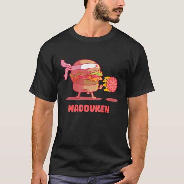 Hadouken Burger Street Fight Tomato in Fast Food V T Shirt (Framsida)