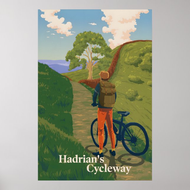 Hadrians Cycleway Cykling Reseskylt Poster (Framsidan)