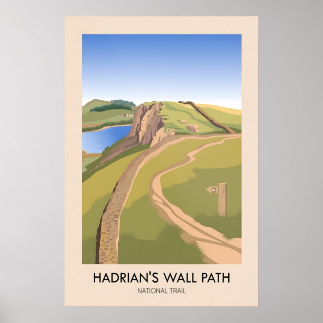 Hadrians Wall Path National Trail Travel Poster (Framsidan)