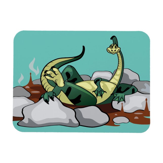 Hadrosaurus Relaxing in a Jacuzzi. Magnet (Horisontell)