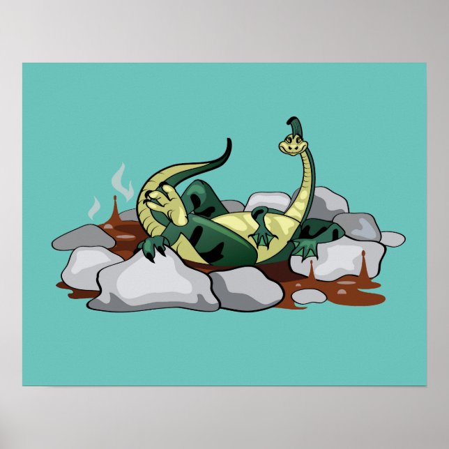 Hadrosaurus Relaxing in a Jacuzzi. Poster (Framsidan)