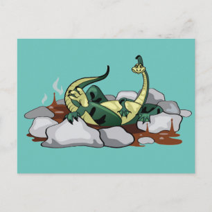 Hadrosaurus Relaxing in a Jacuzzi. Vykort