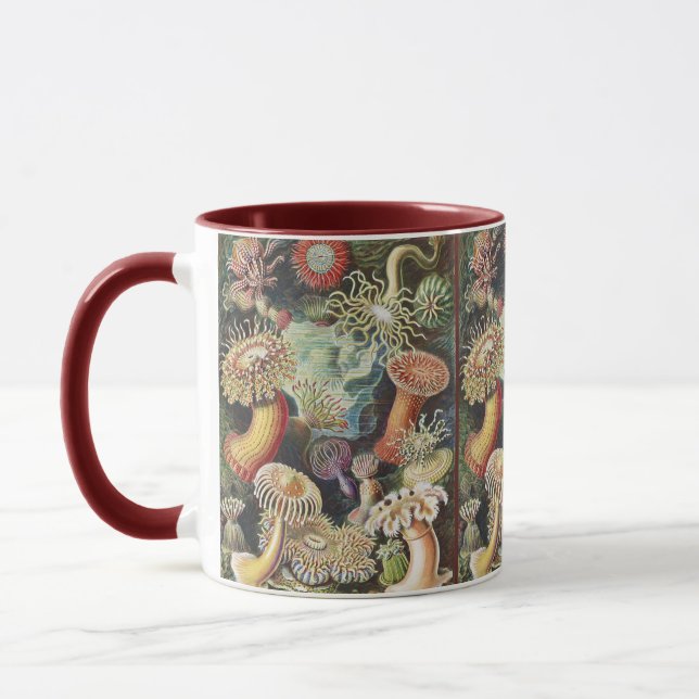 Haeckel Havsanemoner Nautisk Havsliv Konst Collage Mugg (Vänster)