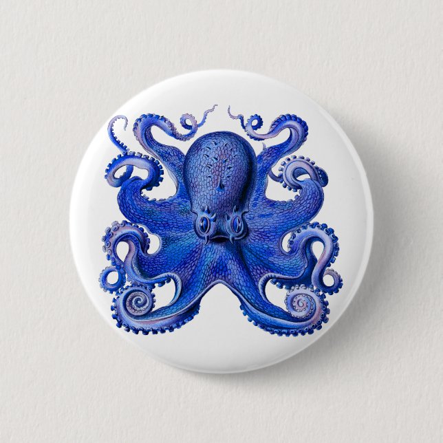Haeckel Octopus Blue Knapp (Framsida)