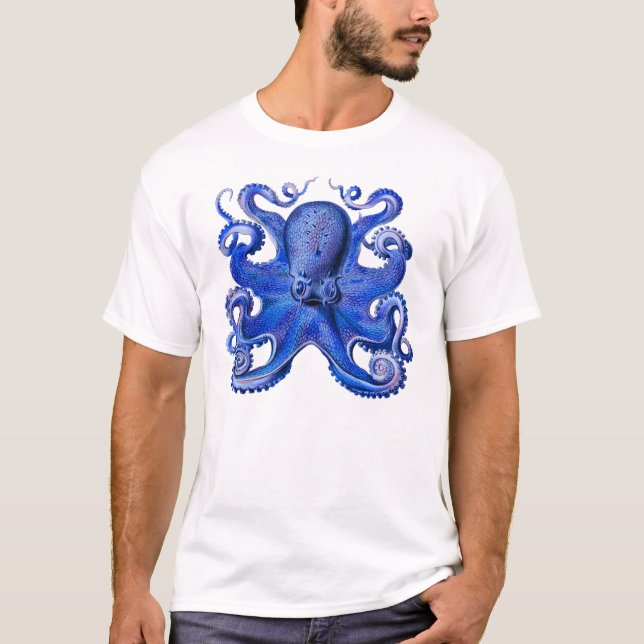 Haeckel Octopus Blue T-shirt (Framsida)