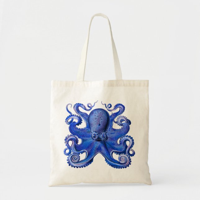 Haeckel Octopus Blue Tygkasse (Framsidan)