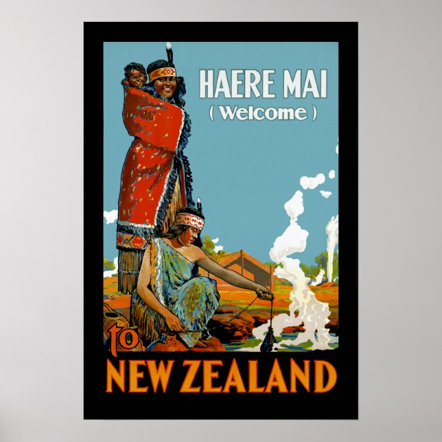 Haere Mai (Välkommen) till Nya Zeeland Poster (Framsidan)