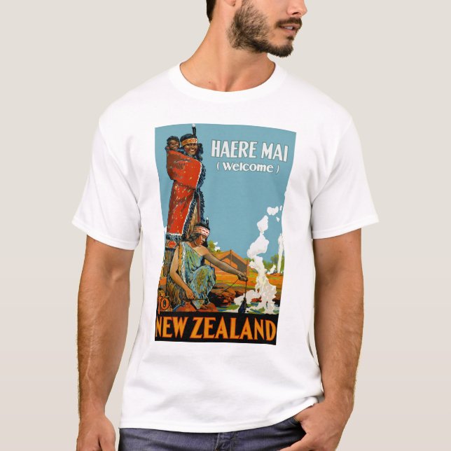 Haere Mai (Välkommen) till Nya Zeeland Tee (Framsida)
