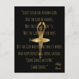 Hafiz Citat om Dance Golden Ballet Dancer Vykort
