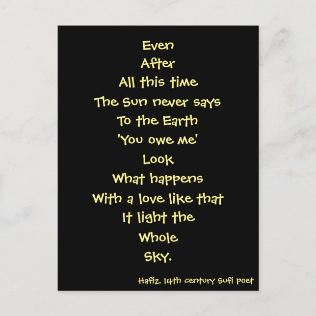 hafiz dikt vykort (Framsida)