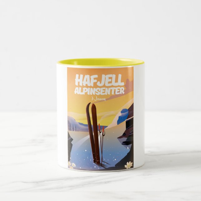 Hafjell alpinsenter Norge vacker skidposter. Två-Tonad Mugg (Center)