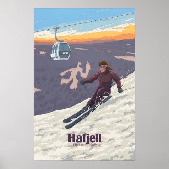 Hafjell Skidort Norge Reseskylt Poster (Framsidan)