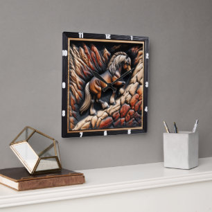 Haflinger Ascent Wood Vild Anpassningsbar Fyrkantig Klocka