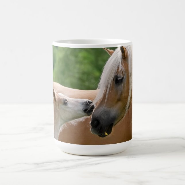 Haflinger hästar föl och Marekel, foto_, Kaffemugg (Center)