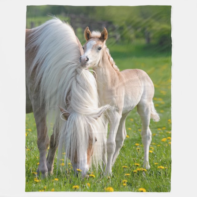 Haflinger hästar kute Baby-folie med Morsa-foto - Fleecefilt (Framsidan)